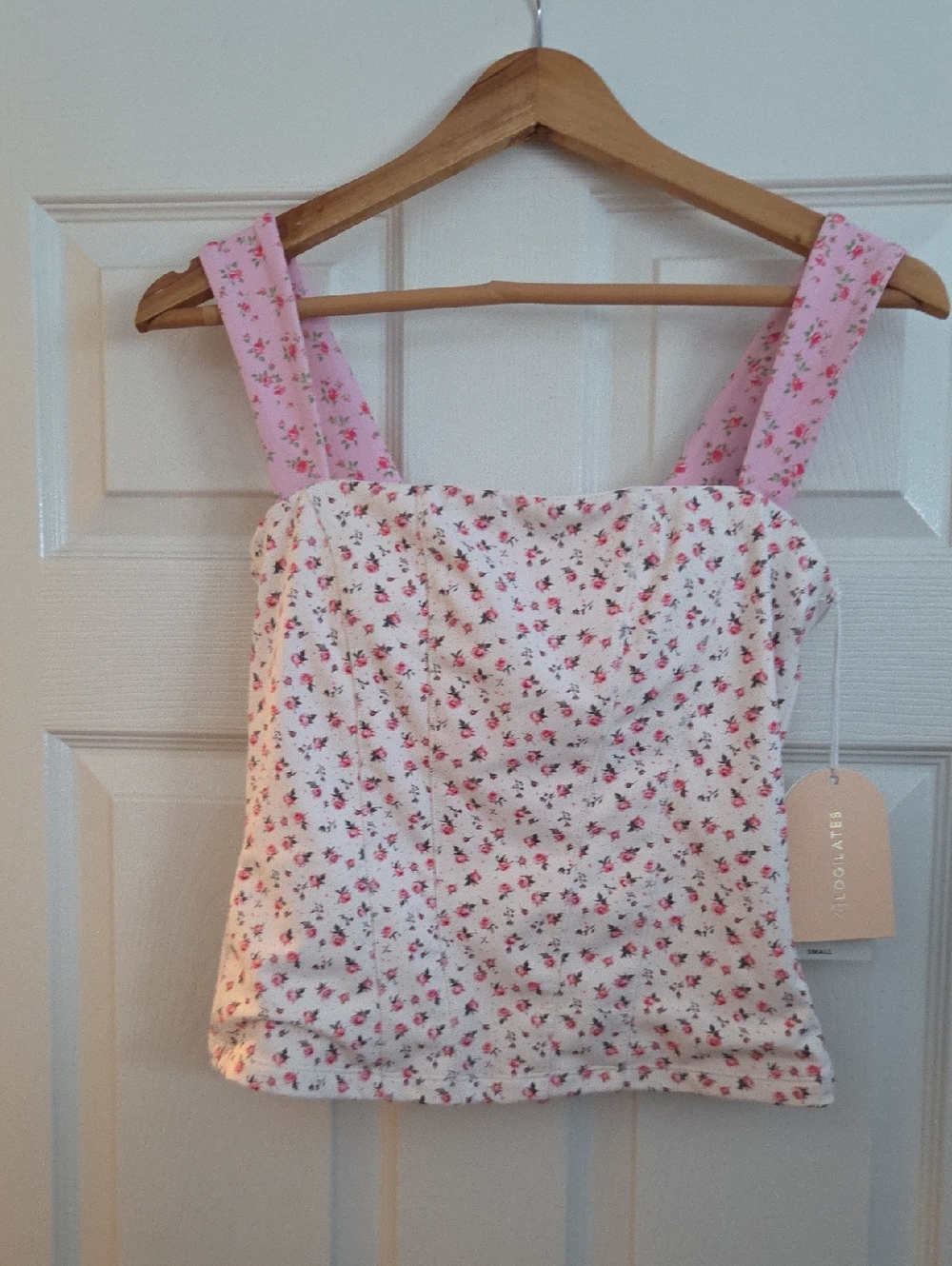 Pink Floral Tie-Front Tank Top